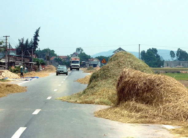 Hà Nam: Hiểm họa tai nạn giao thông từ việc phơi rơm rạ trên đường ...