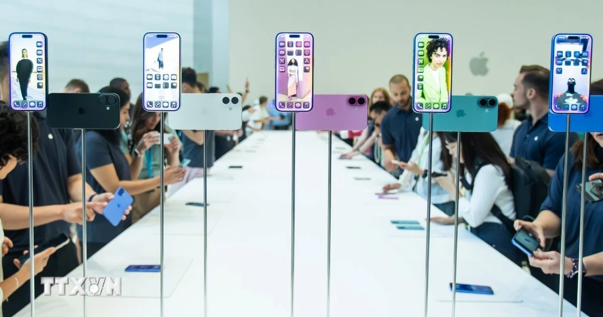 (Tư liệu) Điện thoại iPhone của Apple được giới thiệu tại Cupertino, California, Mỹ. (Ảnh: THX/TTXVN) 