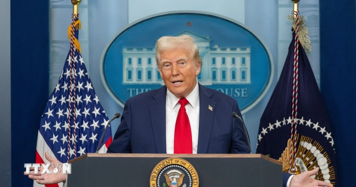 Tổng thống Mỹ Donald Trump phát biểu tại Nhà Trắng. Nguồn: THX/TTXVN