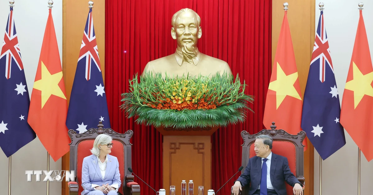 Toàn cảnh Tổng Bí thư Tô Lâm tiếp Toàn quyền Australia Sam Mostyn