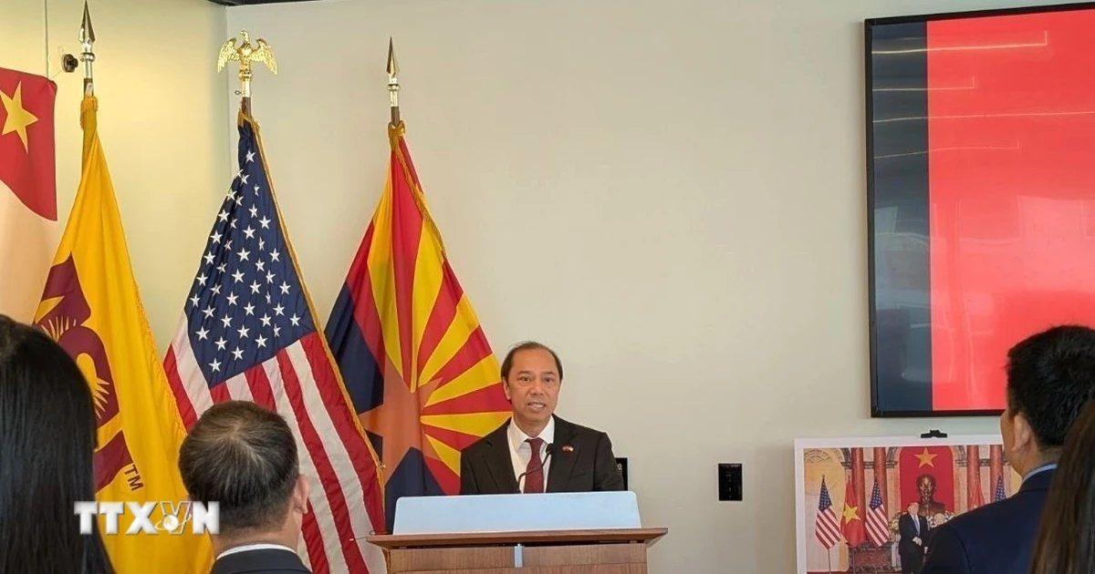 El embajador de Vietnam en Estados Unidos, Nguyen Quoc Dung, interviene en el evento. (Foto: VNA)