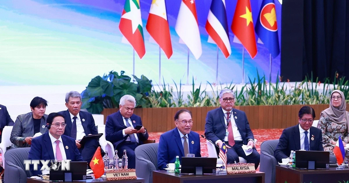 Thủ tướng Phạm Minh Chính dự phiên Đối thoại của lãnh đạo ASEAN với đại diện Hội đồng liên Nghị viện ASEAN (AIPA). (Ảnh: DƯƠNG GIANG/TTXVN)