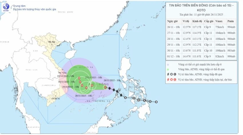Bão số 15 đổi hướng, tăng cấp và có 3 kịch bản xảy ra