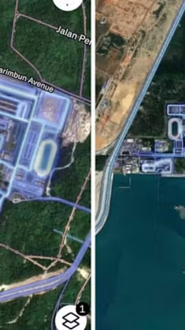 Các căn cứ quân sự của Singapore có thể được nhìn thấy trên bản đồ nhiệt toàn cầu của Strava, như Trại Sungei Gedong (bên trái) và Căn cứ Hải quân Changi (bên phải). (Ảnh: channelnewsasia)