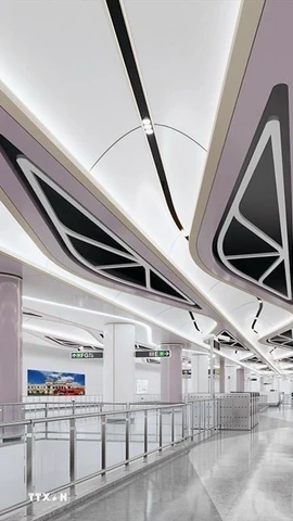 Phối cảnh nhà ga Tao Đàn của tuyến metro số 2 (Bến Thành-Tham Lương). (Ảnh: TTXVN phát)