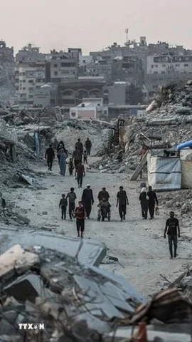 Cảnh đổ nát do xung đột tại Gaza. (Ảnh: IRNA/TTXVN)