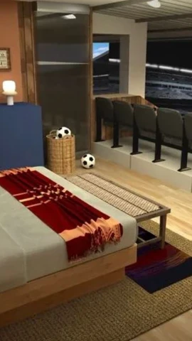 Phòng suite sát sân cỏ bên trong sân vận động Estadio Azteca. (Ảnh: Airbnb)