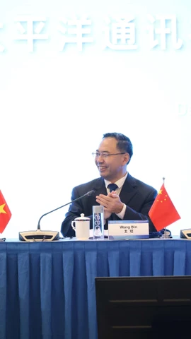 Tổng giám đốc TTXVN Vũ Việt Trang tham dự Hội nghị. (Ảnh: Công Tuyên/TTXVN)