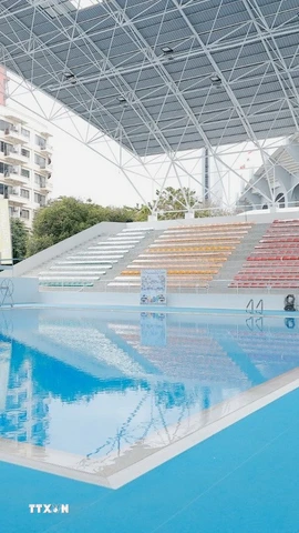 Khu vực hồ dành cho VĐV thi đấu môn Nhảy cầu tại SEA Games 33. (Ảnh: Minh Quyết/TTXVN)