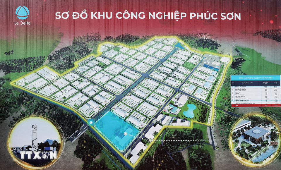 Phối cảnh Khu Công nghiệp Phúc Sơn với tổng quy mô 123,94ha tại xã Quang Trung, tỉnh Bắc Ninh. (Ảnh: Danh Lam/TTXVN)
