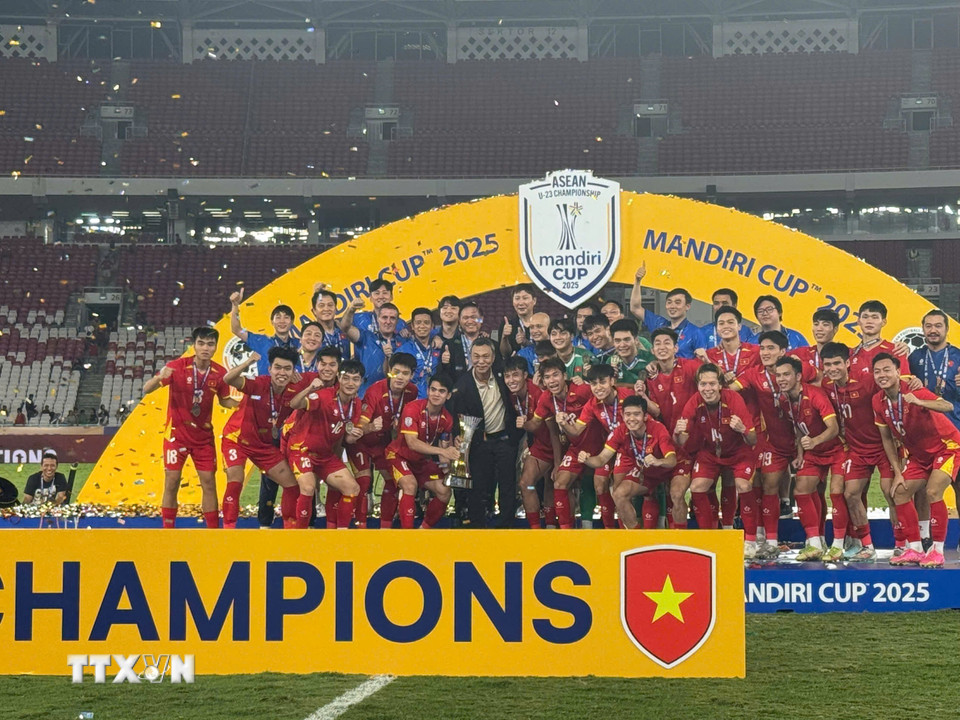 U23 Việt Nam vô địch Đông Nam Á lần thứ 3 liên tiếp. (Ảnh: Đỗ Quyên/TTXVN)