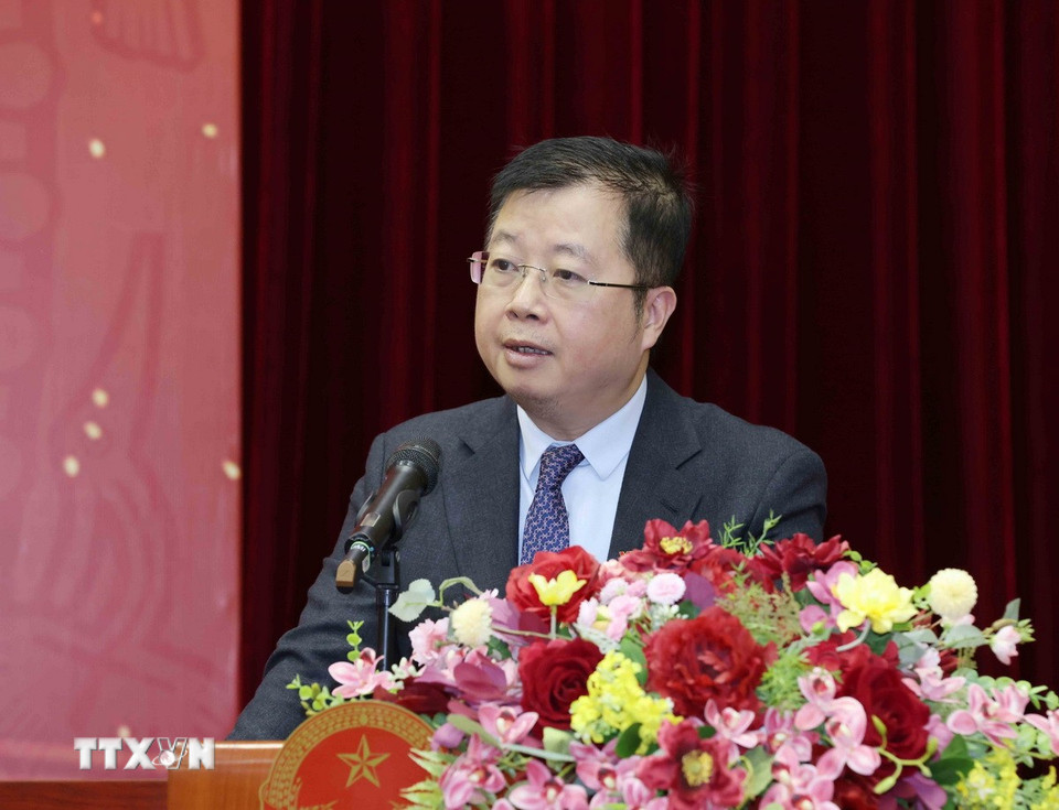 Đồng chí Trần Thanh Lâm, Tổng Giám đốc Đài Truyền hình Việt Nam phát biểu tại hội nghị. (Ảnh: Phương Hoa/TTXVN)