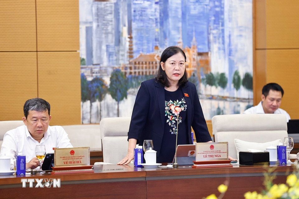 Phó Chủ nhiệm Thường trực Ủy ban Dân nguyện và Giám sát của Quốc hội Lê Thị Nga phát biểu. (Ảnh: Doãn Tấn/TTXVN)