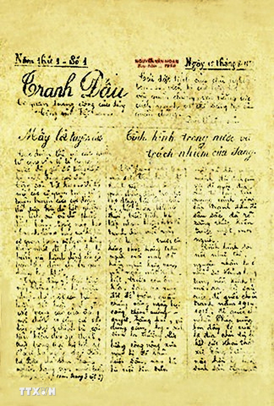 Báo chí Cách mạng do Đảng lãnh đạo đầu những năm 30 của thế kỷ 20. (Ảnh: TTXVN phát)