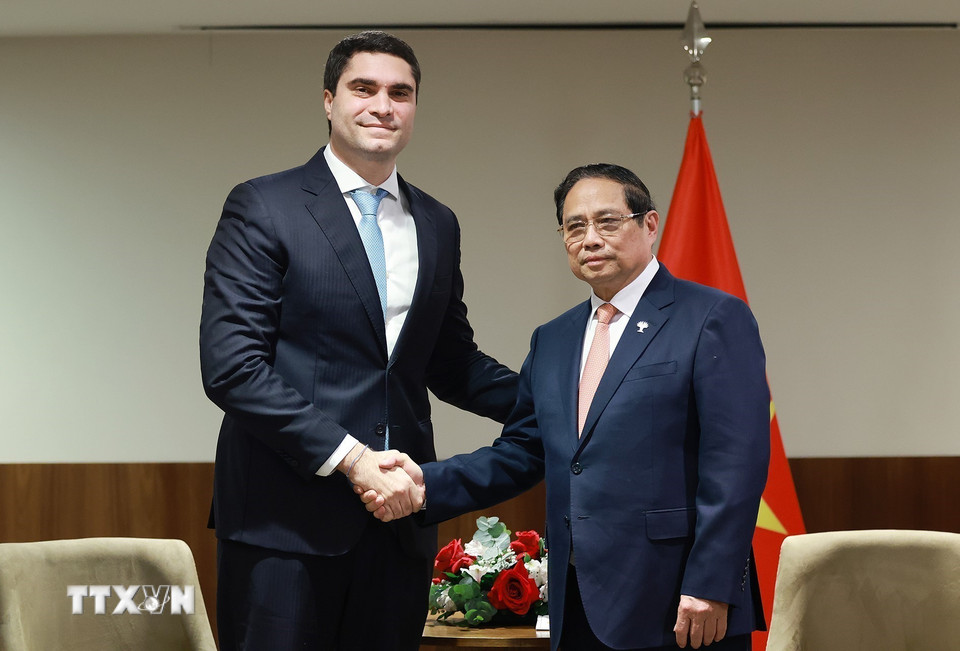 Thủ tướng Phạm Minh Chính tiếp lãnh đạo Tập đoàn khai thác khoáng sản Vale. (Ảnh: Dương Giang/TTXVN)