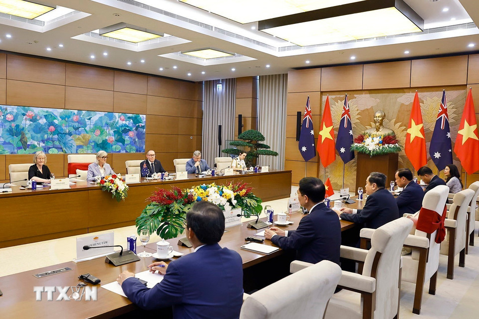 Chủ tịch Quốc hội Trần Thanh Mẫn hội kiến Toàn quyền Australia Sam Mostyn. (Ảnh: Doãn Tấn/TTXVN)