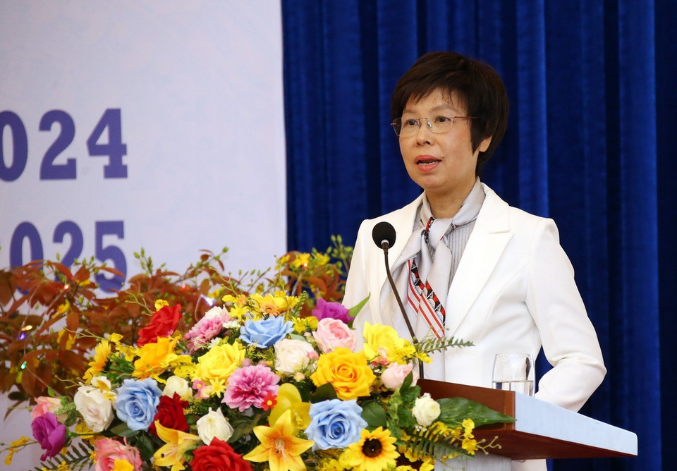 Bí thư Đảng ủy, Tổng Giám đốc TTXVN Vũ Việt Trang phát biểu tại hội nghị. (Ảnh: Trần Lê Lâm/TTXVN)