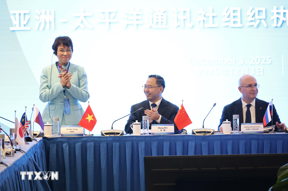 Tổng giám đốc TTXVN Vũ Việt Trang tham dự Hội nghị. (Ảnh: Công Tuyên/TTXVN)