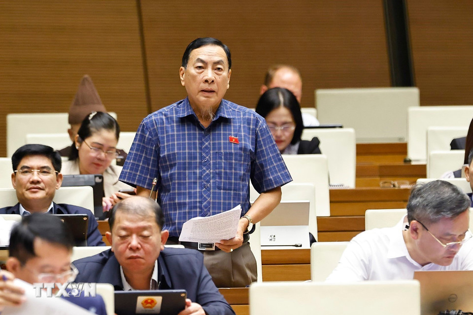 Đại biểu Quốc hội tỉnh Đồng Tháp Phạm Văn Hòa phát biểu. (Ảnh: Doãn Tấn/TTXVN)