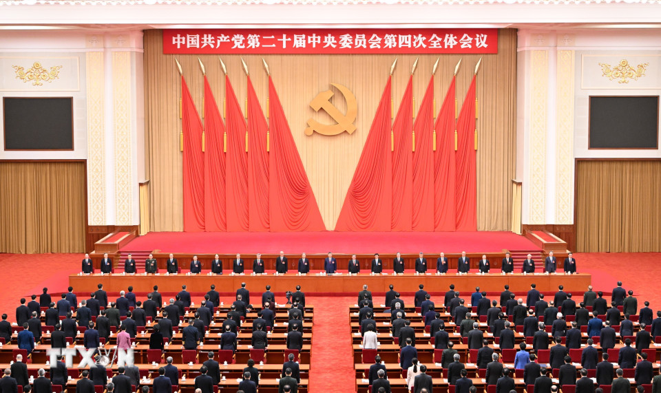 Quang cảnh Hội nghị toàn thể lần thứ 4 Ban Chấp hành Trung ương Đảng Cộng sản Trung Quốc khóa XX (Hội nghị Trung ương 4). (Ảnh: THX/TTXVN)