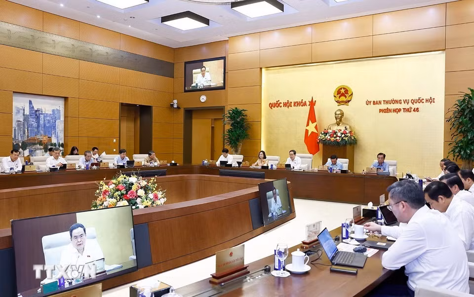 Phiên họp thứ 46 của Ủy ban Thường vụ Quốc hội, sáng 9/6. (Ảnh: Doãn Tấn/TTXVN)