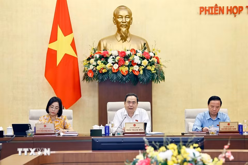 Chủ tịch Quốc hội Trần Thanh Mẫn phát biểu. (Ảnh: Doãn Tấn/TTXVN)
