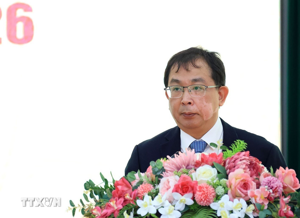 Phó Bí thư Thường trực Đảng ủy, Phó Tổng Giám đốc Thông tấn xã Việt Nam Nguyễn Tuấn Hùng phát biểu. (Ảnh: Tuấn Anh/TTXVN)