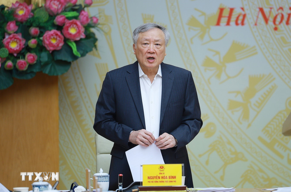 Phó Thủ tướng Thường trực Nguyễn Hòa Bình phát biểu. (Ảnh: Dương Giang/TTXVN)