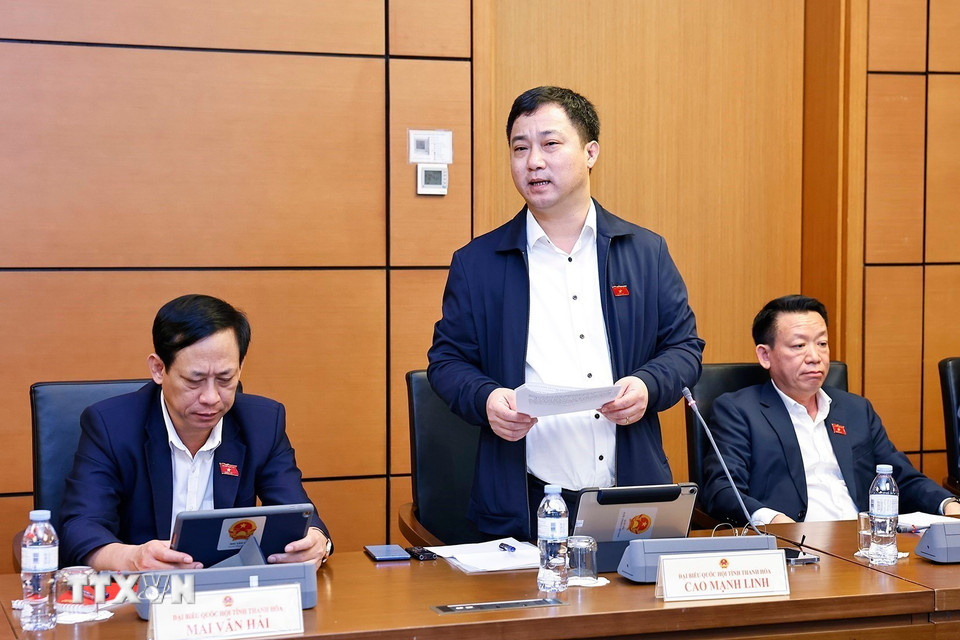 Đại biểu Quốc hội tỉnh Thanh Hóa Cao Mạnh Linh phát biểu. (Ảnh: Doãn Tấn/TTXVN)