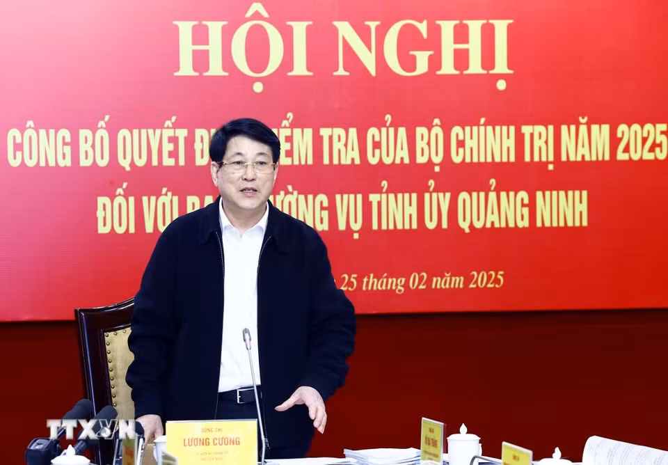 Chủ tịch nước Lương Cường phát biểu chỉ đạo. (Ảnh: Lâm Khánh/TTXVN)