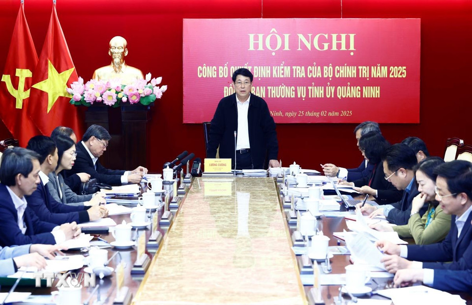 Chủ tịch nước Lương Cường phát biểu chỉ đạo. (Ảnh: Lâm Khánh/TTXVN)