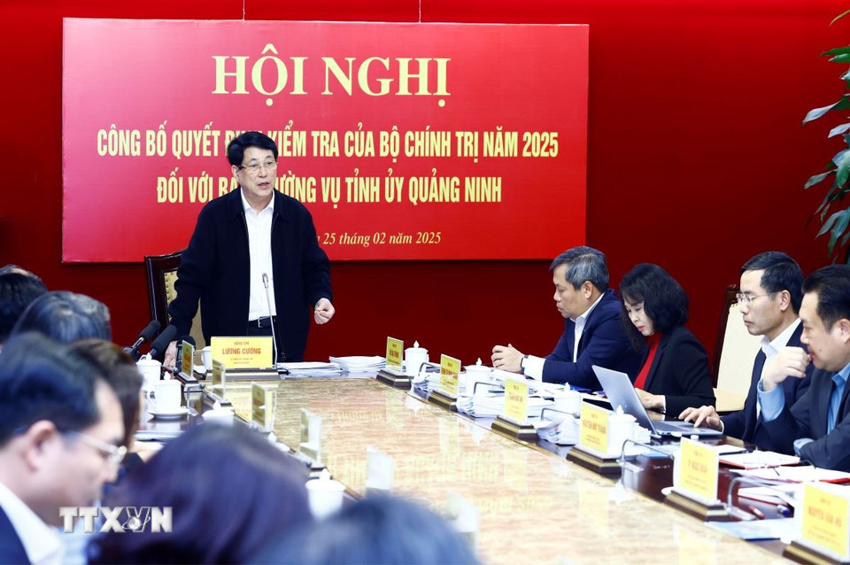 Chủ tịch nước Lương Cường phát biểu chỉ đạo. (Ảnh: Lâm Khánh TTXVN)