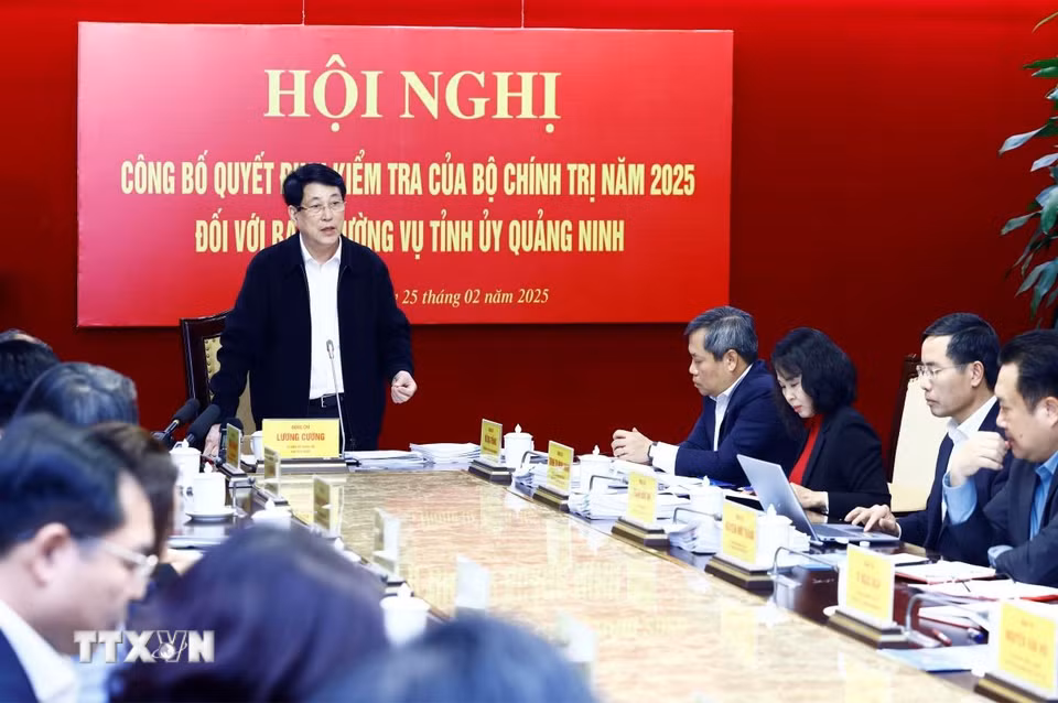 Chủ tịch nước Lương Cường phát biểu chỉ đạo. (Ảnh: Lâm Khánh TTXVN)