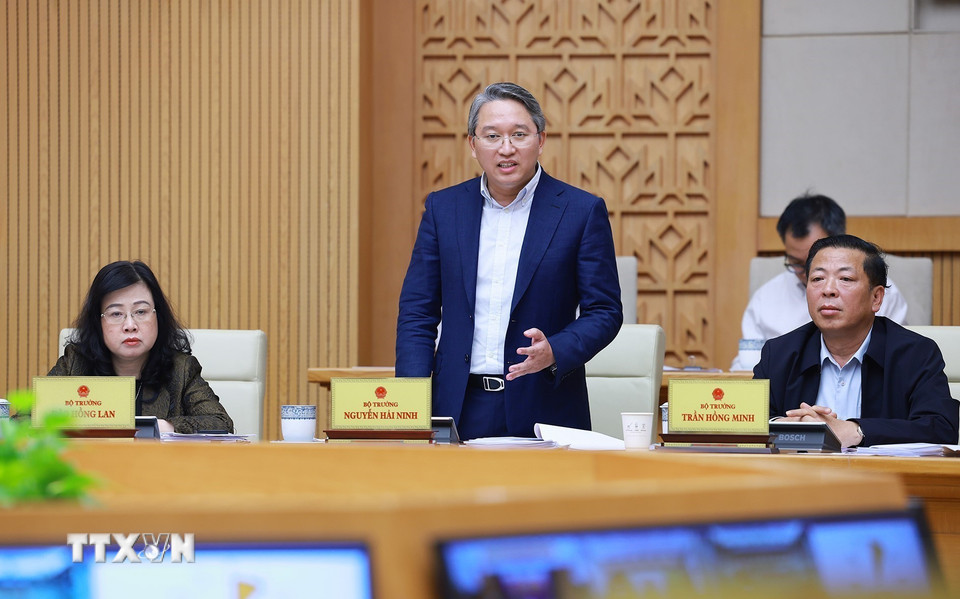 Bộ trưởng Bộ Tư pháp Nguyễn Hải Ninh phát biểu. (Ảnh: Dương Giang/TTXVN)