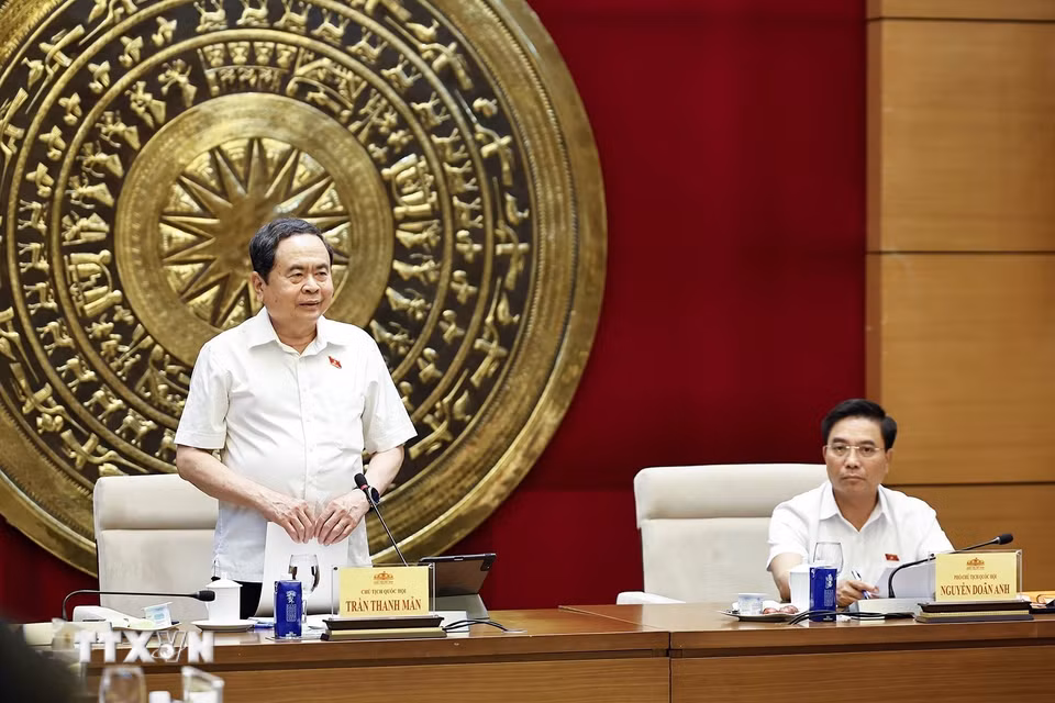 Chủ tịch Quốc hội Trần Thanh Mẫn phát biểu. (Ảnh: Doãn Tấn/TTXVN)