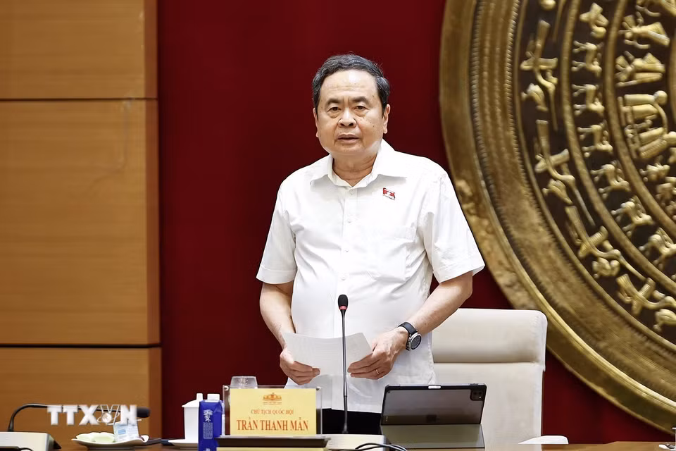 Chủ tịch Quốc hội Trần Thanh Mẫn phát biểu. (Ảnh: Doãn Tấn/TTXVN)