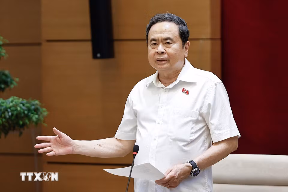 Chủ tịch Quốc hội Trần Thanh Mẫn phát biểu. (Ảnh: Doãn Tấn/TTXVN)