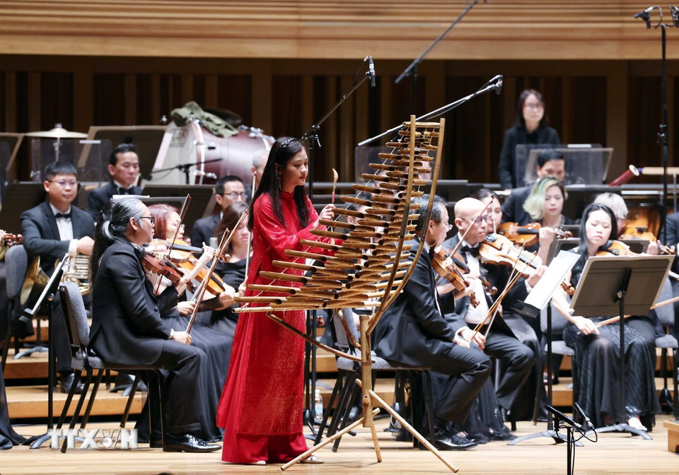 Tiết mục biểu diễn tại buổi hòa nhạc. (Ảnh: Thống Nhất/TTXVN)