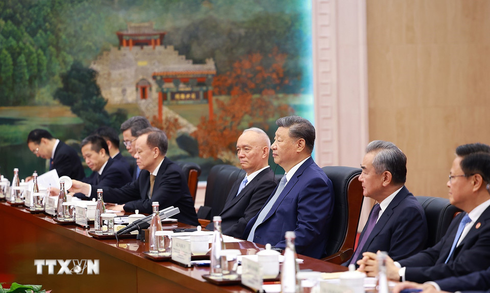 Tổng Bí thư, Chủ tịch nước Trung Quốc Tập Cận Bình phát biểu. (Ảnh: Dương Giang/TTXVN)