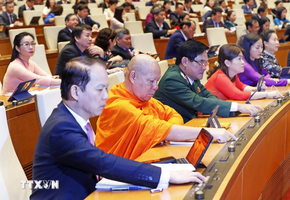 Sự kiện 9: Thông qua Luật Đất đai (sửa đổi). Trong ảnh: Sáng 18/1, tại Kỳ họp bất thường, Quốc hội khóa XV đã thông qua dự thảo Luật Đất đai (sửa đổi). (Ảnh: Nhan Sáng/TTXVN)