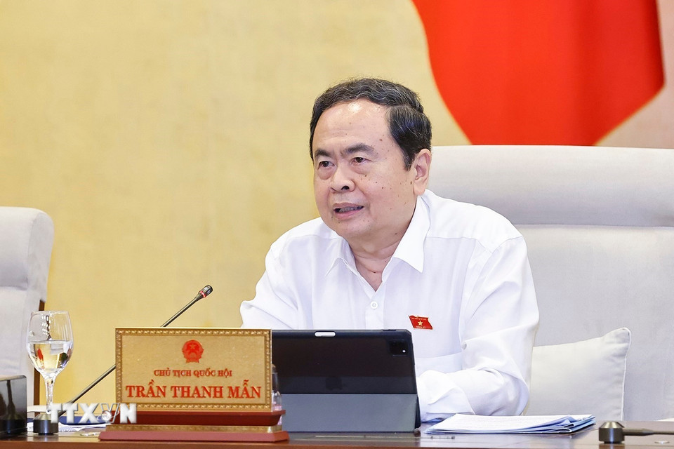 Chủ tịch Quốc hội Trần Thanh Mẫn phát biểu. (Ảnh: Doãn Tấn/TTXVN)