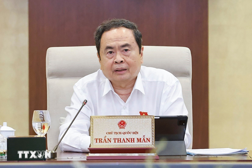 Chủ tịch Quốc hội Trần Thanh Mẫn phát biểu. (Ảnh: Doãn Tấn/TTXVN)