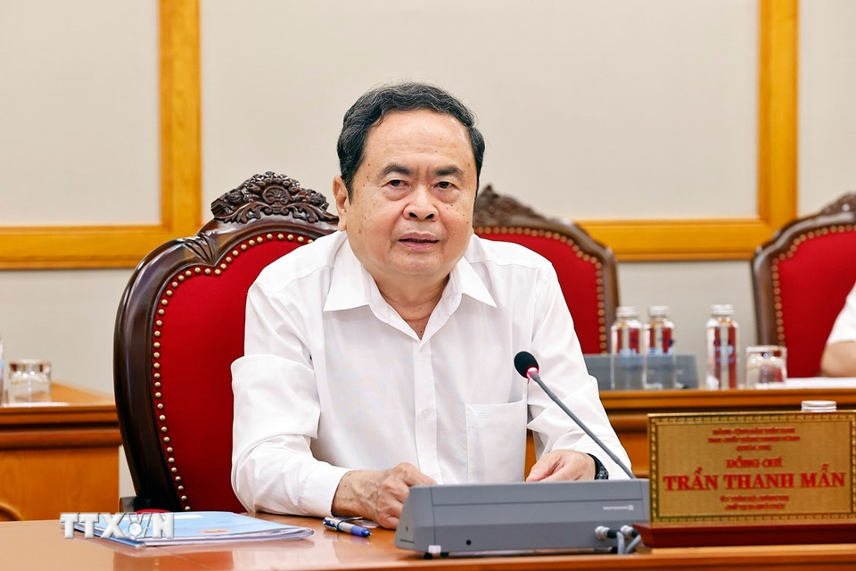 Chủ tịch Quốc hội Trần Thanh Mẫn phát biểu. (Ảnh: Doãn Tấn/TTXVN)