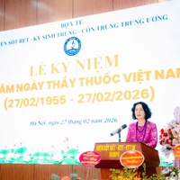 Thứ trưởng Bộ Y tế Nguyễn Thị Liên Hương phát biểu tại buổi lễ. (Ảnh: PV/Vietnam+)