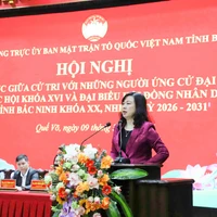 Ủy viên Ban Chấp hành Trung ương Đảng, Bộ trưởng Bộ Y tế Đào Hồng Lan trả lời những ý kiến, đề xuất của cử tri. 