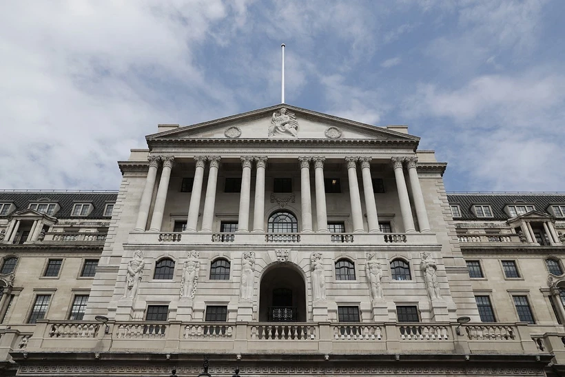 Trụ sở Ngân hàng Trung ương Anh ở London. (Ảnh: Getty Images/TTXVN)