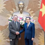 Chủ tịch Quốc hội Trần Thanh Mẫn tiếp Phó Chủ tịch Quốc hội Cộng hòa Liên bang Đức Bodo Ramelow. (Ảnh: Doãn Tấn/TTXVN)
