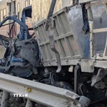 Hiện trường vụ tai nạn. (Ảnh: TTXVN phát)