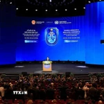 Chủ tịch nước Lương Cường phát biểu khai mạc Lễ mở ký và Hội nghị cấp cao Công ước của Liên hợp quốc về chống tội phạm mạng. (Ảnh: Tuấn Anh/TTXVN)