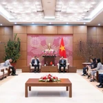 Tổng Thư ký Quốc hội, Chủ nhiệm Văn phòng Quốc hội Lê Quang Mạnh làm việc với Tổng Thư ký Hạ viện Jordan. (Nguồn: Quốc hội)